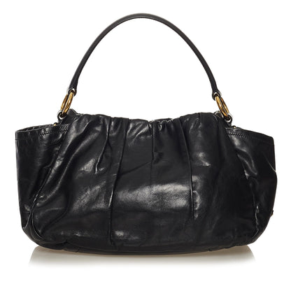 Prada Ruffled Leather Handbag (SHG-34208)