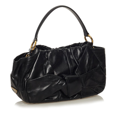 Prada Ruffled Leather Handbag (SHG-34208)
