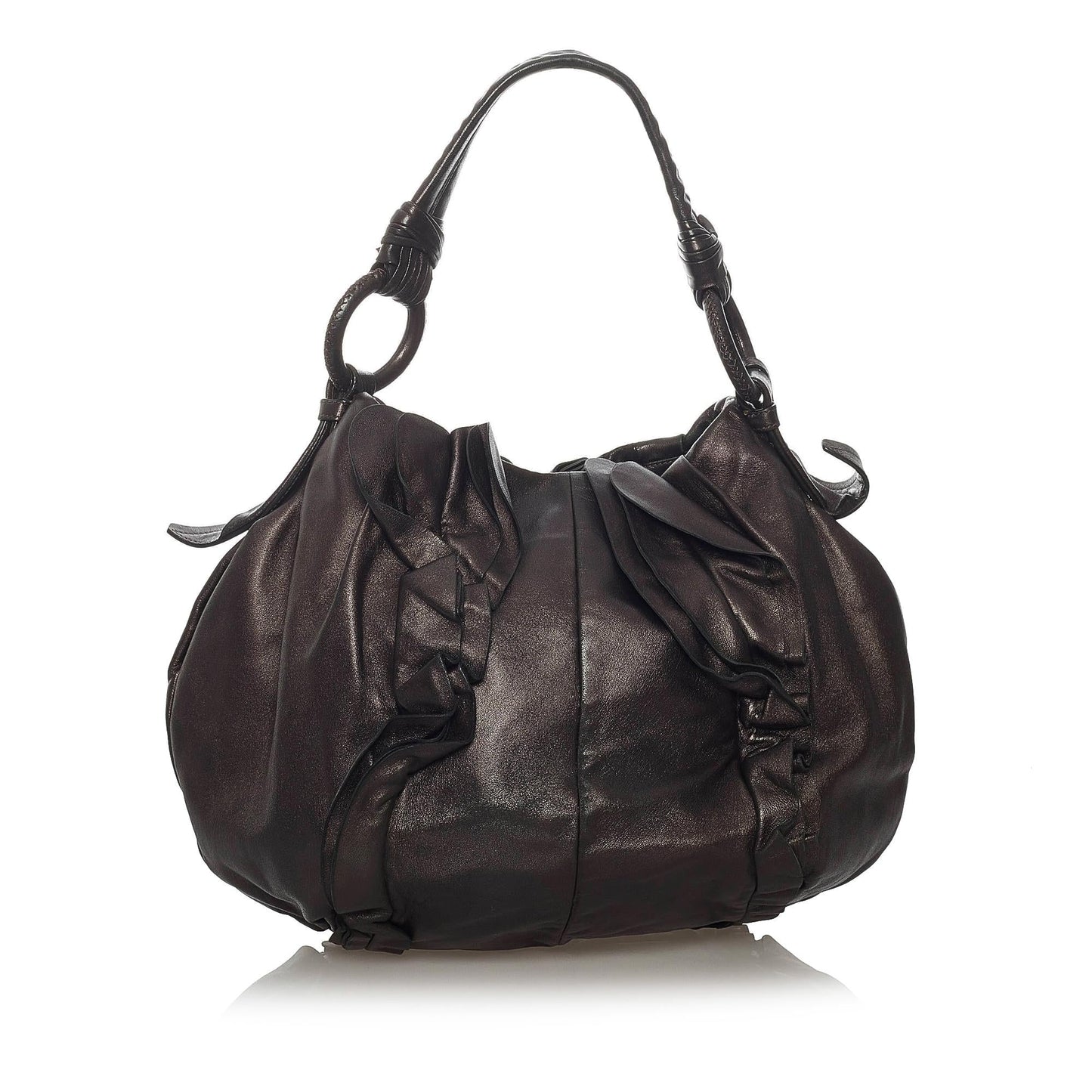 Prada Ruffled Leather Tote Bag (SHG-28483)