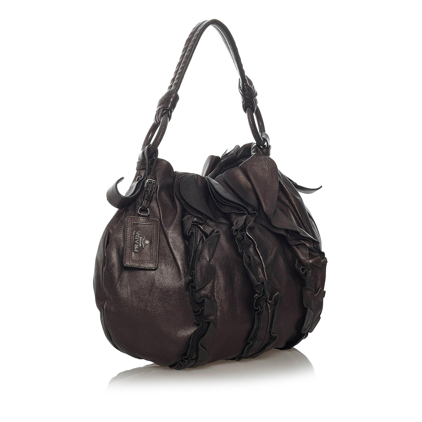 Prada Ruffled Leather Tote Bag (SHG-28483)