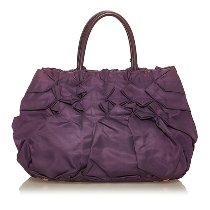 Prada Ruffled Tessuto Tote Bag (SHG-29363)