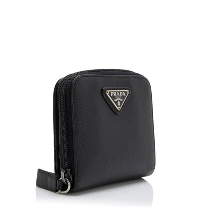 Prada Saffiano Compact Bi-Fold Zip Around Wallet (SHF-nBBc8D)