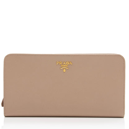 Prada Saffiano Leather Zip Around Wallet (SHF-EDyRrc)