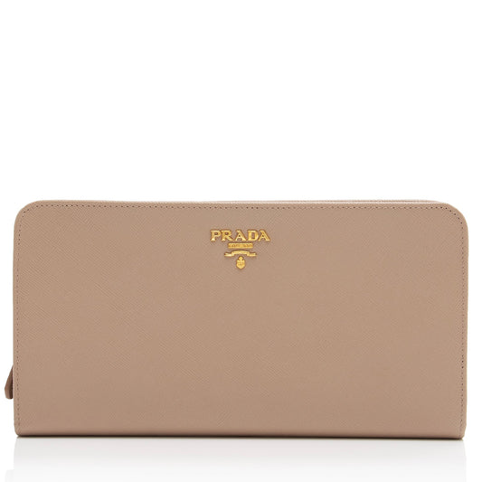 Prada Saffiano Leather Zip Around Wallet (SHF-EDyRrc)