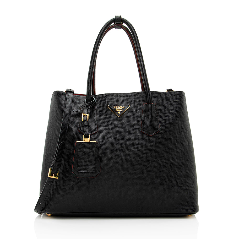 Prada Saffiano Cuir Double Handle Medium Tote (SHF-18953)