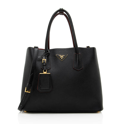 Prada Saffiano Cuir Double Handle Medium Tote (SHF-18953)