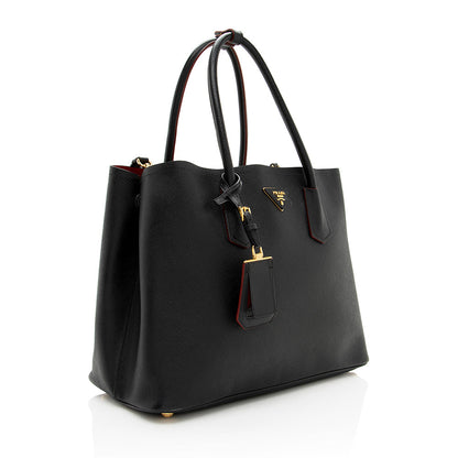 Prada Saffiano Cuir Double Handle Medium Tote (SHF-18953)