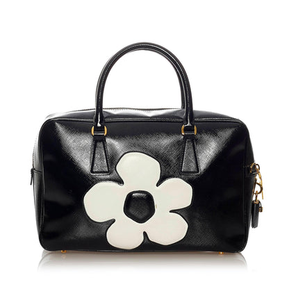 Prada Saffiano Flower Satchel (SHG-28160)