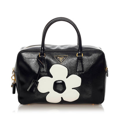 Prada Saffiano Flower Satchel (SHG-28160)