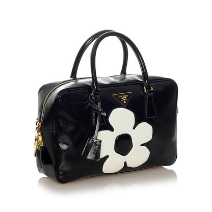 Prada Saffiano Flower Satchel (SHG-28160)