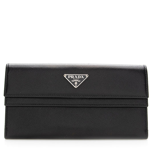 Prada Saffiano Leather Double Flap Wallet (SHF-19872)