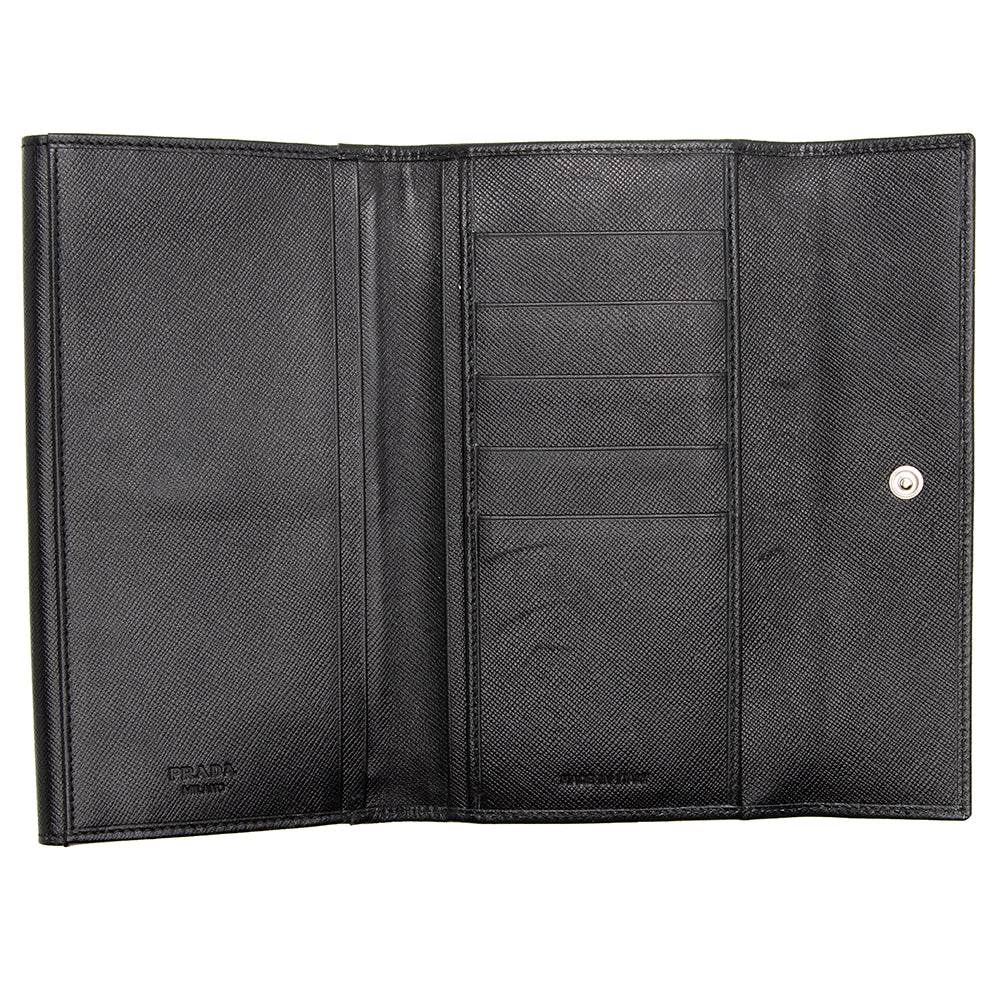 Prada Saffiano Leather Double Flap Wallet (SHF-19872)