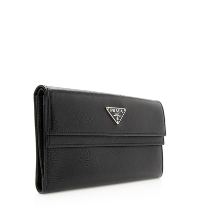 Prada Saffiano Leather Double Flap Wallet (SHF-19872)