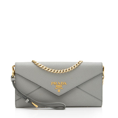 Prada Saffiano Leather Envelope Wallet on Chain Bag (SHF-97HrAQ)