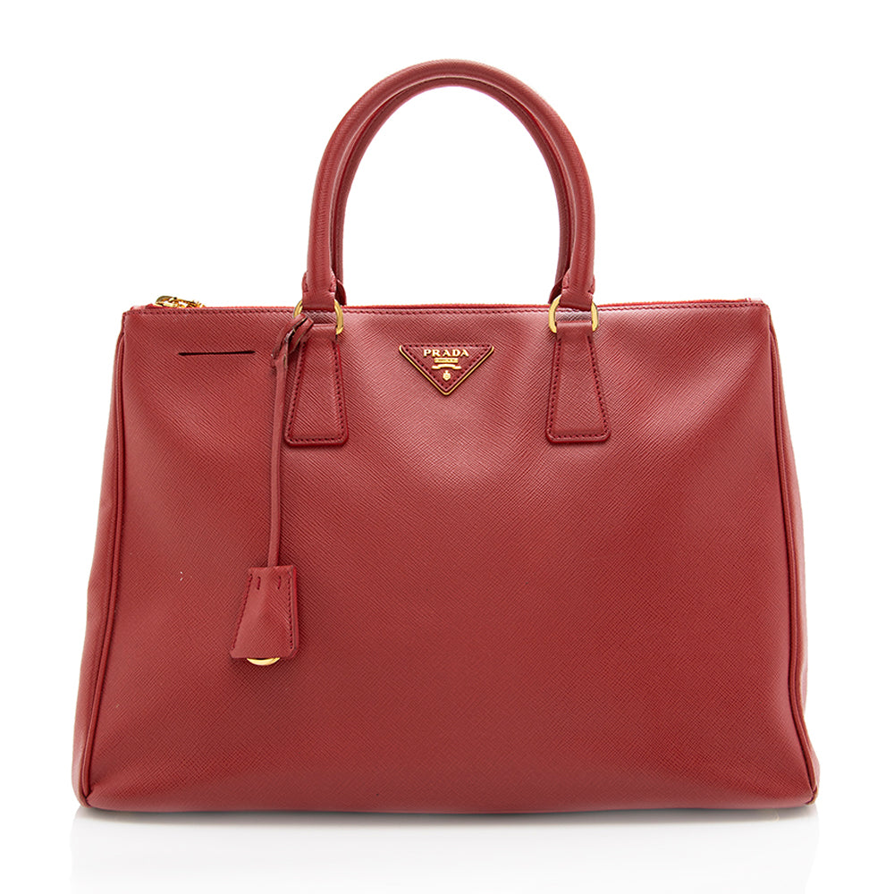 Prada Saffiano Leather Lux Double-Zip Medium Tote - FINAL SALE (SHF-18141)