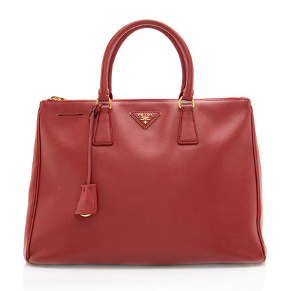 Prada Saffiano Leather Lux Double-Zip Medium Tote - FINAL SALE (SHF-18141)