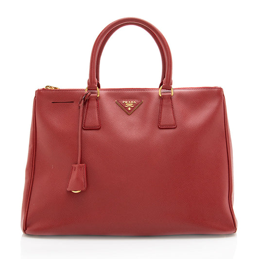 Prada Saffiano Leather Lux Double-Zip Medium Tote - FINAL SALE (SHF-18141)