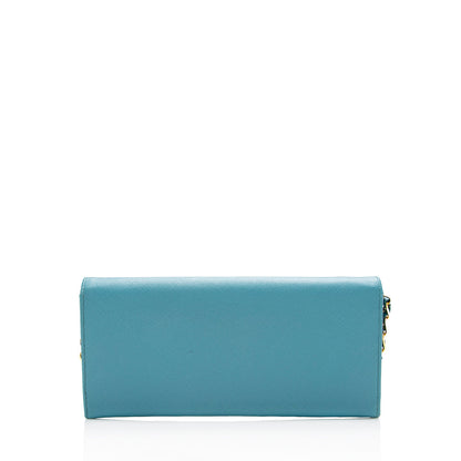 Prada Saffiano Leather Metal Oro Chain Wallet (SHF-15988)