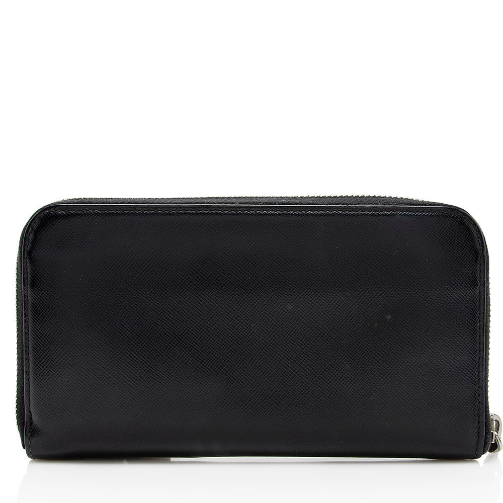 Prada Saffiano Leather Zip Around Wallet (SHF-17994)
