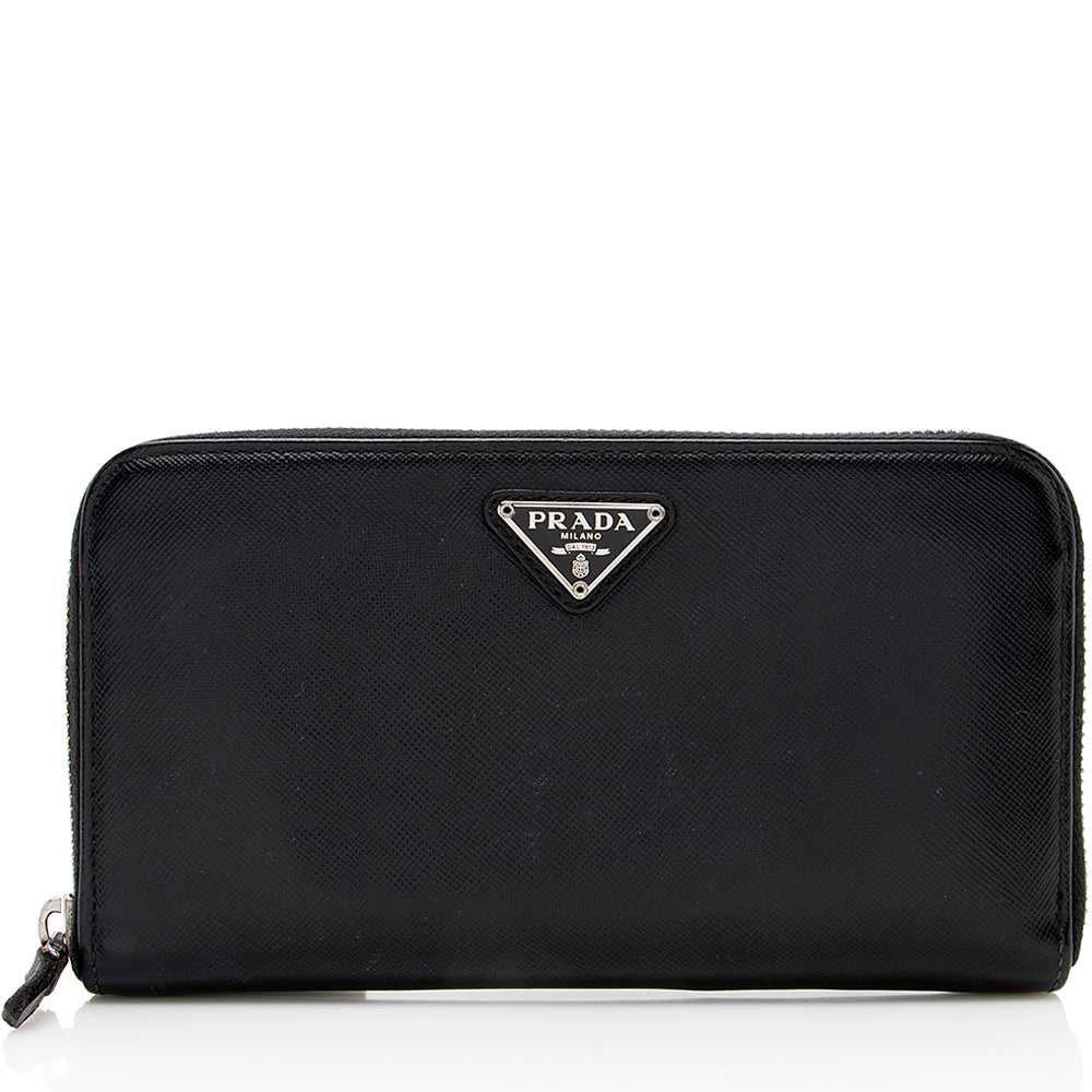 Prada Saffiano Leather Zip Around Wallet (SHF-17994)