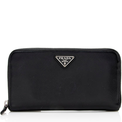 Prada Saffiano Leather Zip Around Wallet (SHF-17994)