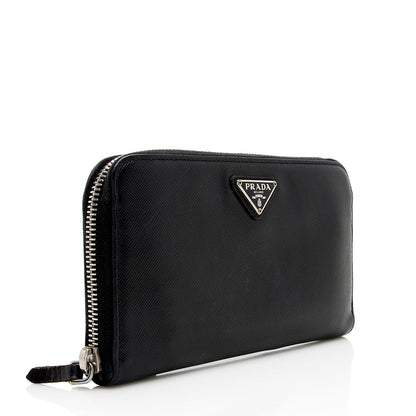 Prada Saffiano Leather Zip Around Wallet (SHF-17994)