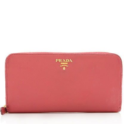 Prada Saffiano Leather Zip Around Wallet - FINAL SALE (SHF-18435)