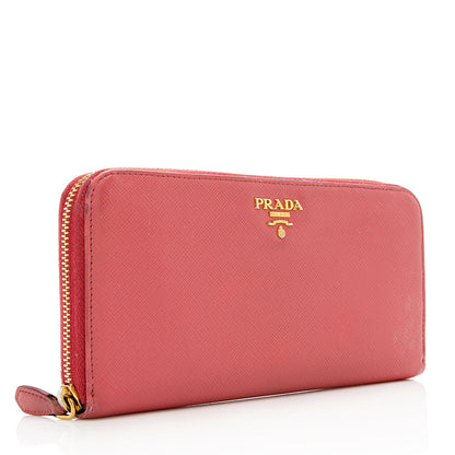 Prada Saffiano Leather Zip Around Wallet - FINAL SALE (SHF-18435)