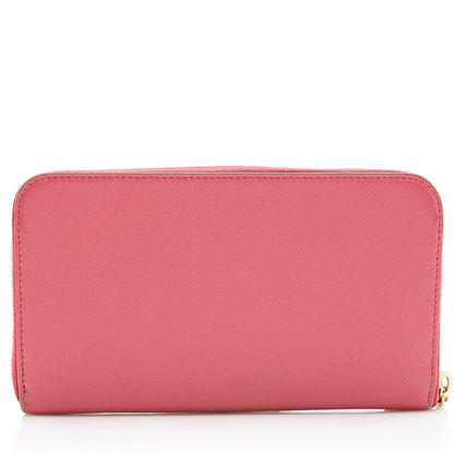 Prada Saffiano Leather Zip Around Wallet (SHF-19293)
