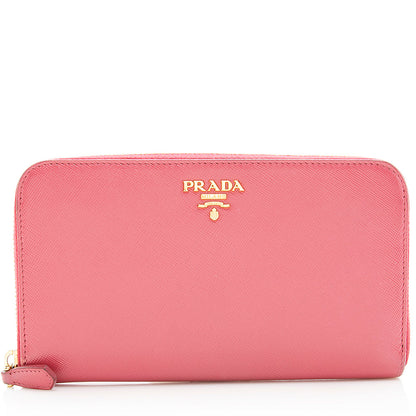 Prada Saffiano Leather Zip Around Wallet (SHF-19293)