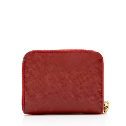 Prada Saffiano Leather Zip Card Case Wallet (SHF-15760)