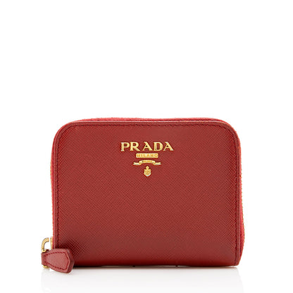 Prada Saffiano Leather Zip Card Case Wallet (SHF-15760)