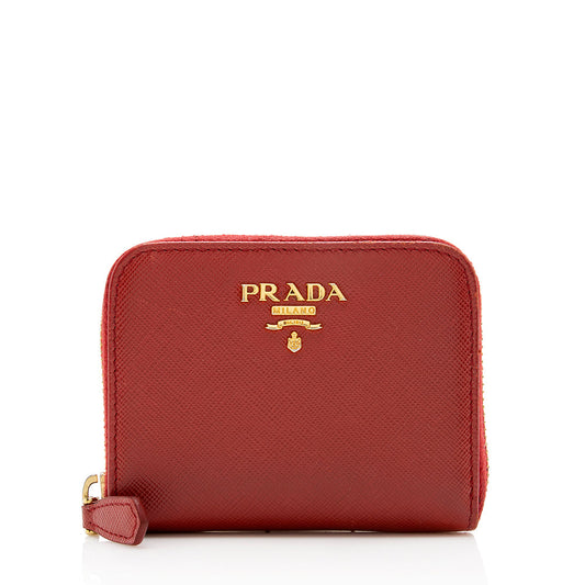 Prada Saffiano Leather Zip Card Case Wallet (SHF-15760)