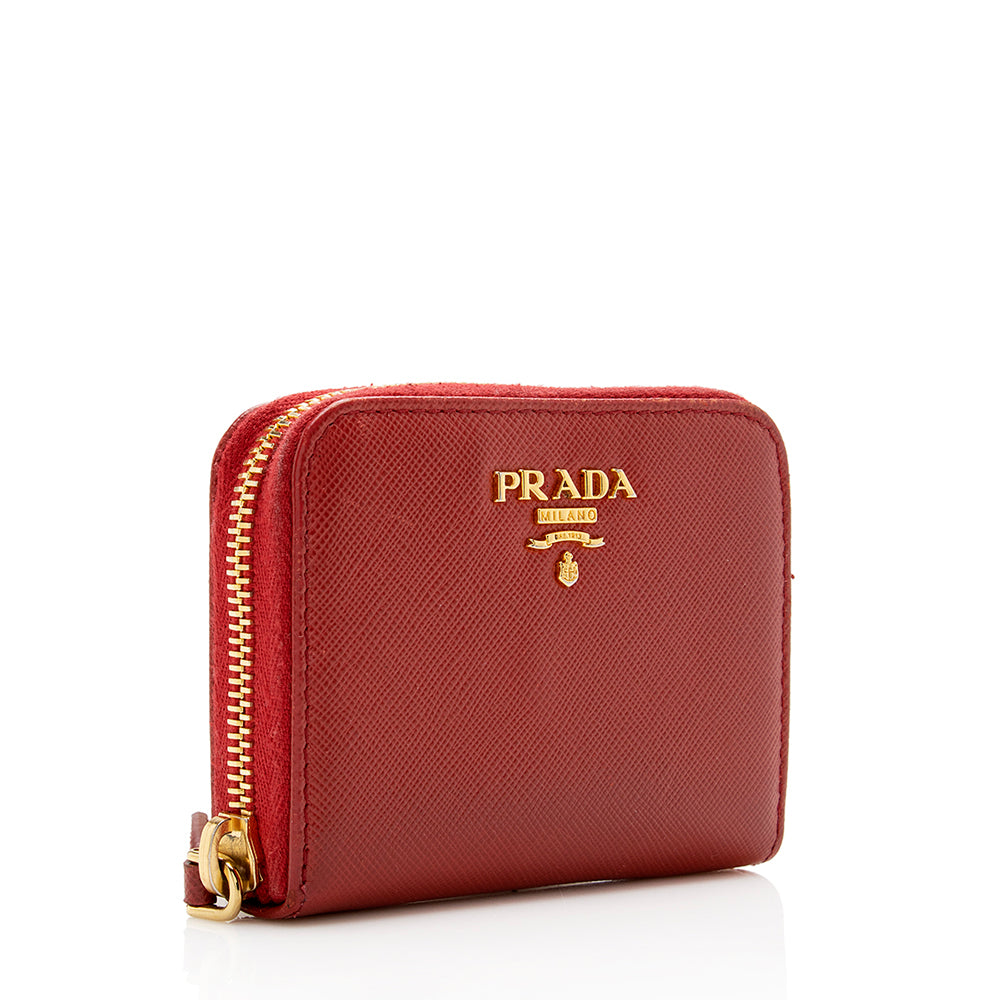 Prada Saffiano Leather Zip Card Case Wallet (SHF-15760)