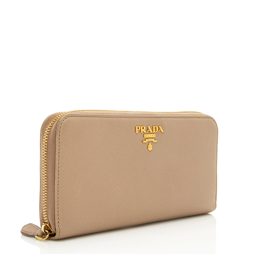 Prada Saffiano Leather Zip Around Wallet (SHF-17519)