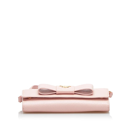 Prada Saffiano Lux Bow Wallet On Strap (SHG-EOnqfP)