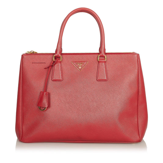 Prada Saffiano Lux Double Zip Galleria Handbag (SHG-25410)