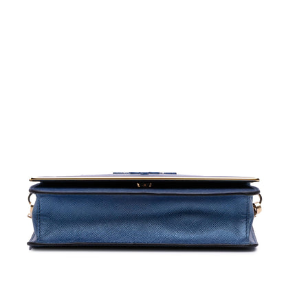 Prada Saffiano Lux Metal Bar Chain Crossbody
