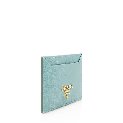 Prada Saffiano Metal Oro Card Case - FINAL SALE (SHF-16607)