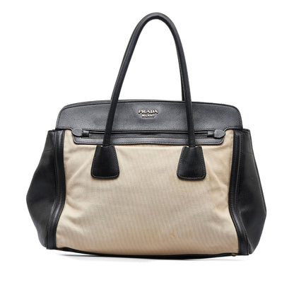 Prada Saffiano Trimmed Canvas Handbag (SHG-iRWMer)