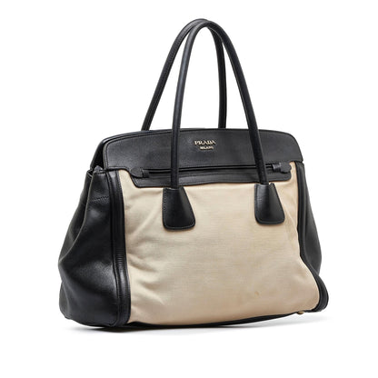 Prada Saffiano Trimmed Canvas Handbag (SHG-iRWMer)