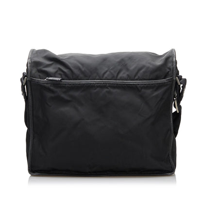 Prada Saffiano-Trimmed Tessuto Crossbody Bag (SHG-36637)