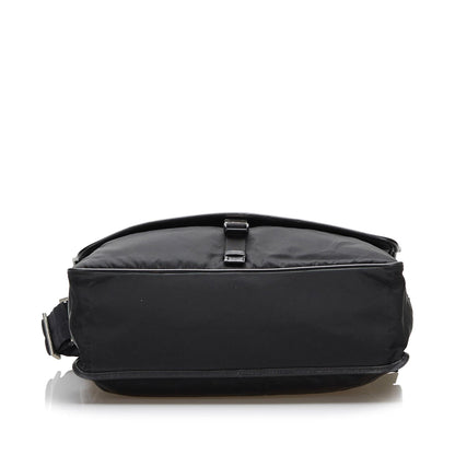 Prada Saffiano-Trimmed Tessuto Crossbody Bag (SHG-36637)