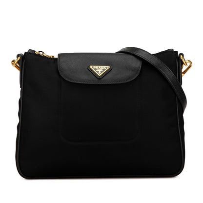 Prada Saffiano Trimmed Tessuto Crossbody (SHG-NtT1b2)