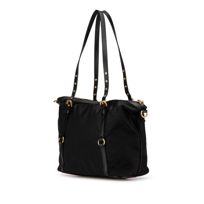 Prada Saffiano Trimmed Tessuto Logo Tote