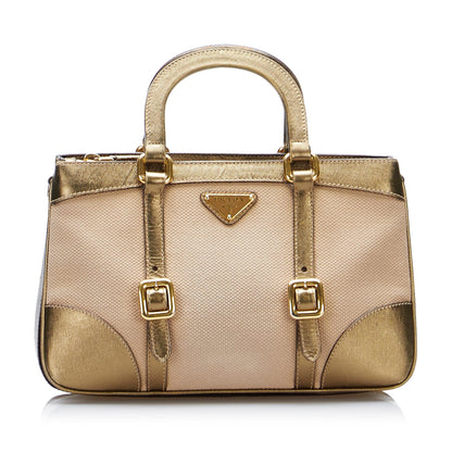 Prada Saffiano-Trimmed Tessuto Satchel (SHG-AuWb43)