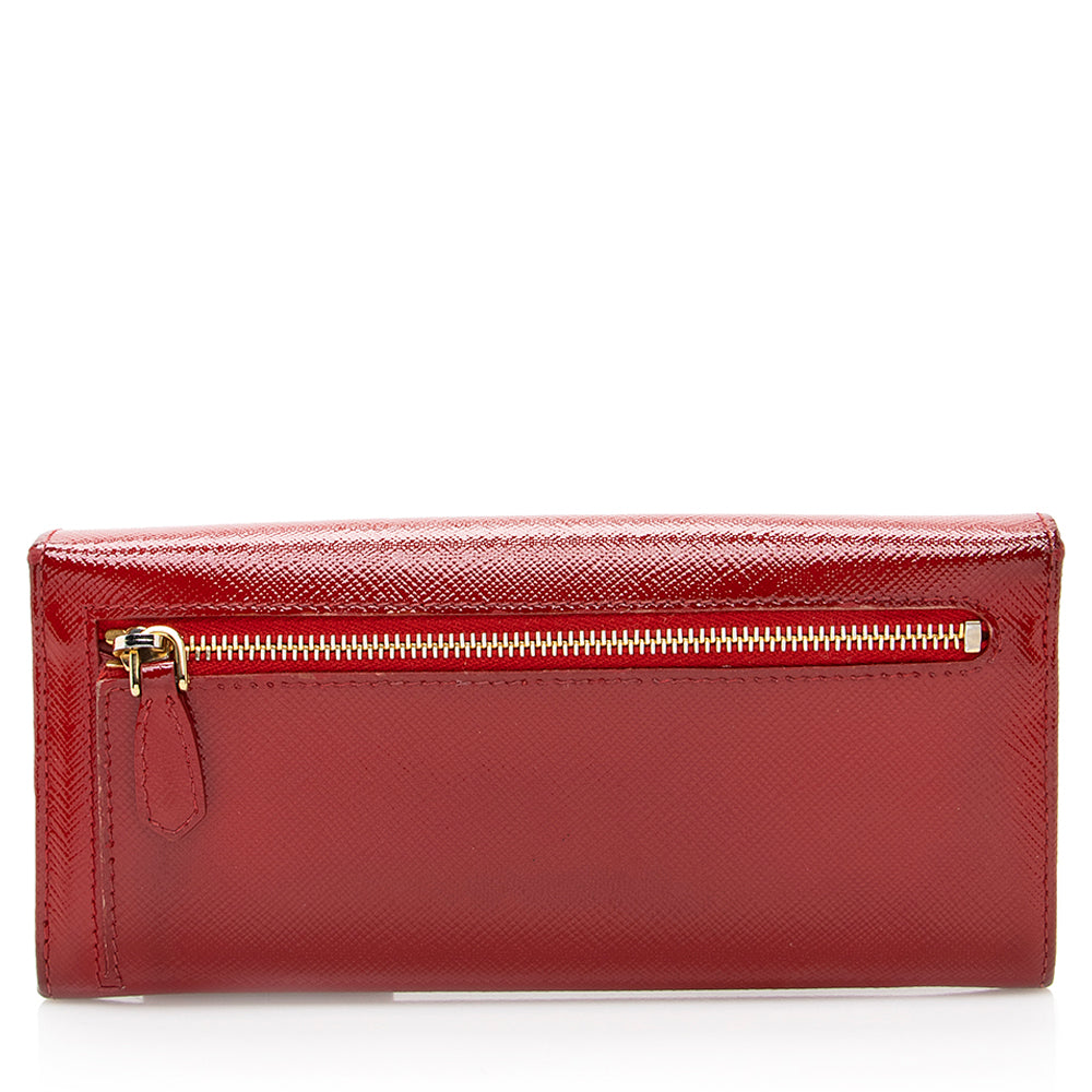 Prada Saffiano Vernice Bow Continental Wallet - FINAL SALE (SHF-19372)