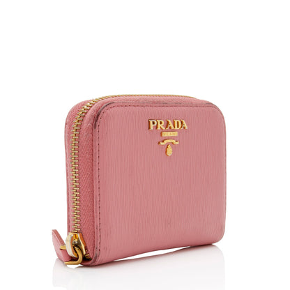 Prada Saffiano Zip Card Case Wallet (SHF-u4DdwM)