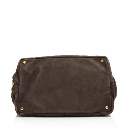 Prada Scamosciato Suede Logo Shopping Tote (SHF-23735)