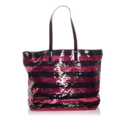 Prada Sequin Striped Tote Bag (SHG-28996)